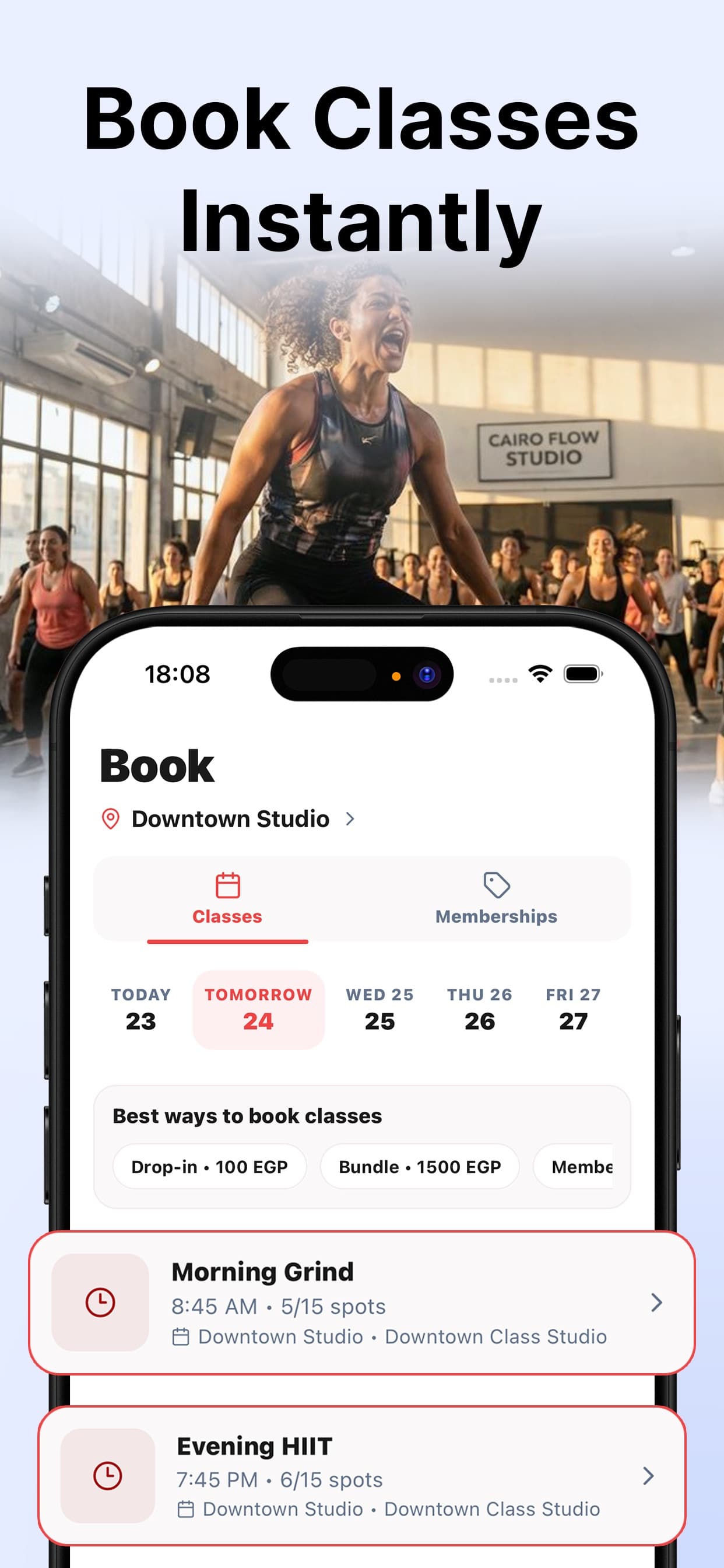 Current OneClub App Store artwork showing instant class booking
